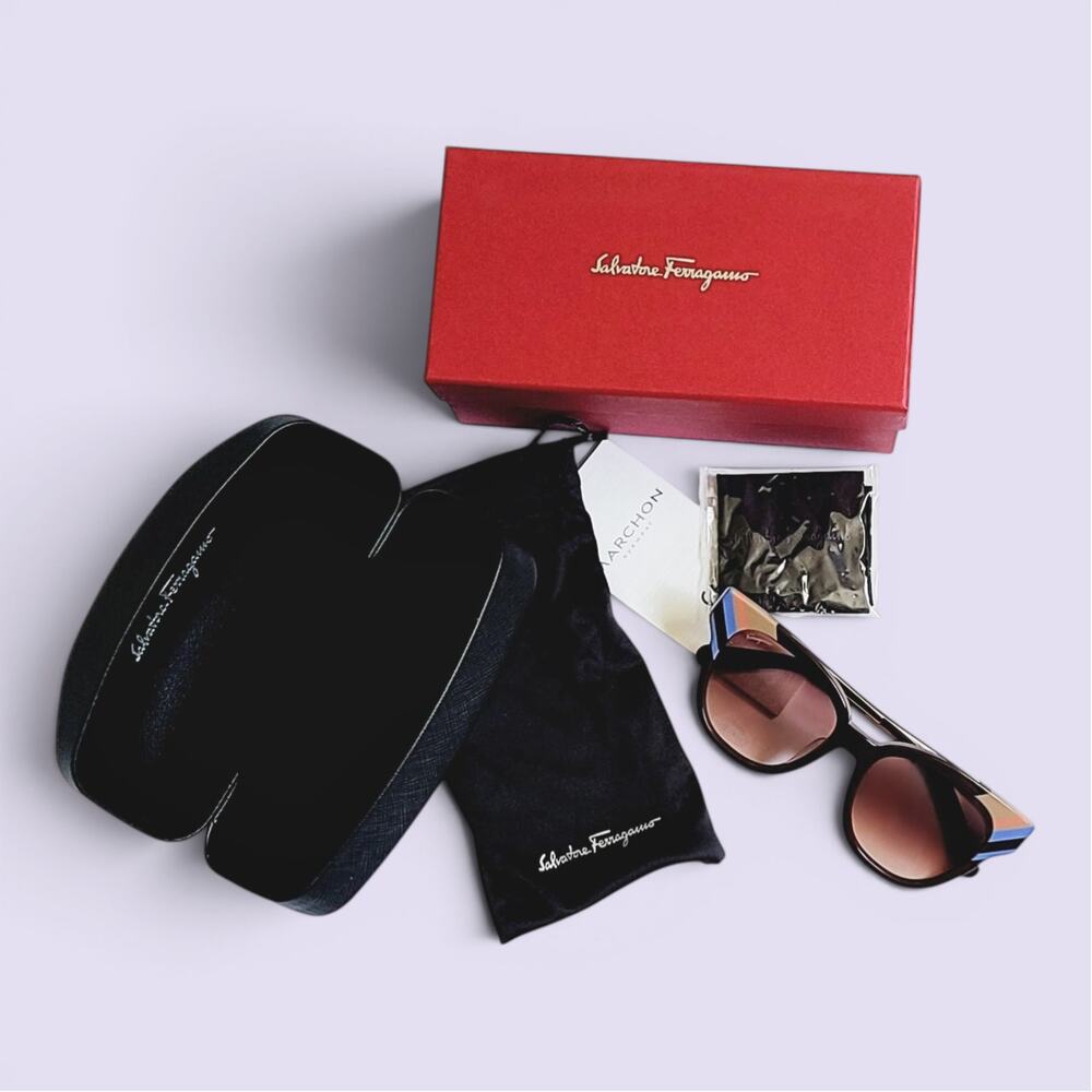 NWT Salvatore Ferragamo Women's Stripe Square Sunglasses - Picture 5 of 10